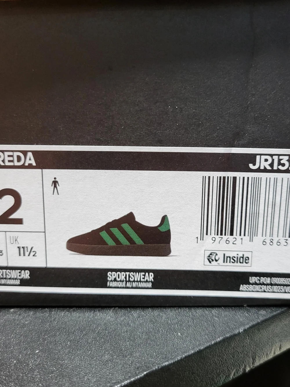 *NEW* Adidas Barreda Core Black Court Green Gum JR1326 Size Men’s 12 Women's 13